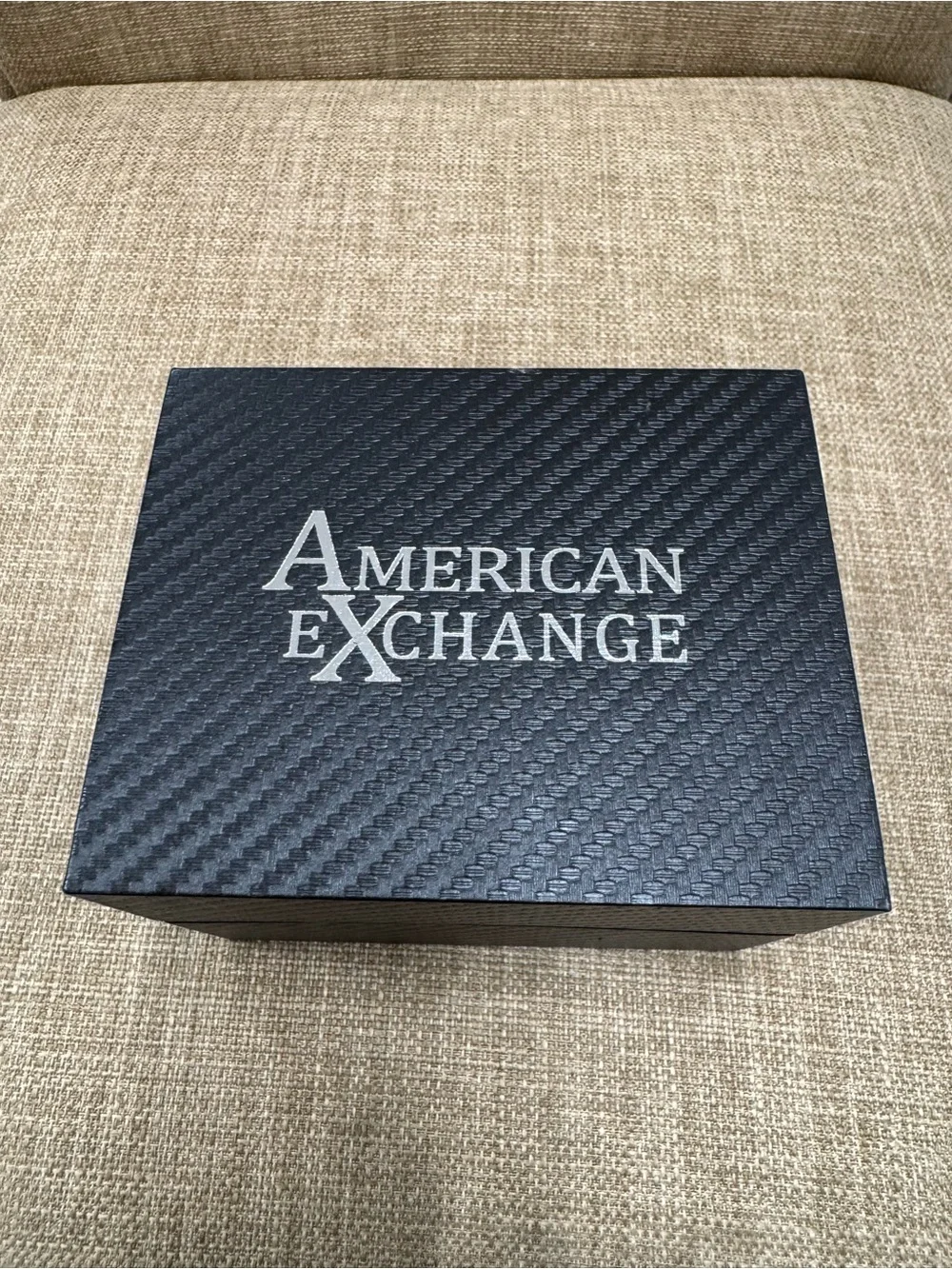 American Exchange Men's Chronograph Analog Watch Gold Tone Black Dial Box